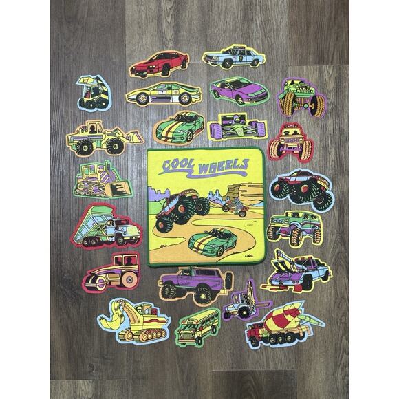 Soft Play Felt Book Playset Cool Wheels - 21 Felt Vehicles, Monster Truck & More - Picture 1 of 9